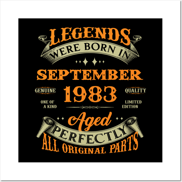 Legends Were Born In September 1983 40 Years Old 40th Birthday Gift Wall Art by Kontjo